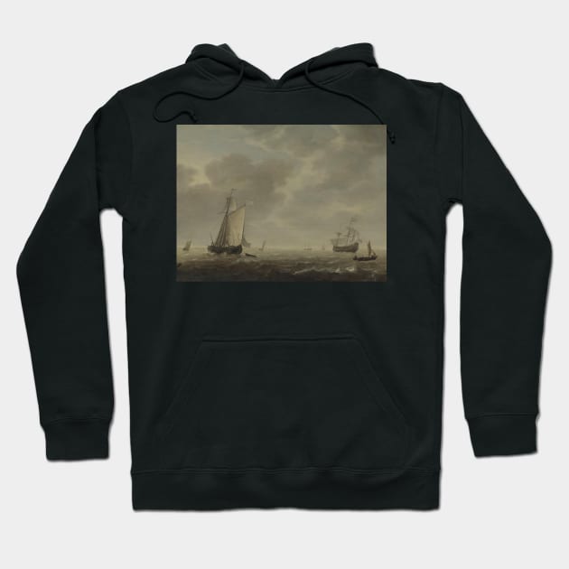 A Dutch Man-of-War and Various Vessels in a Breeze by Simon de Vlieger Hoodie by Classic Art Stall